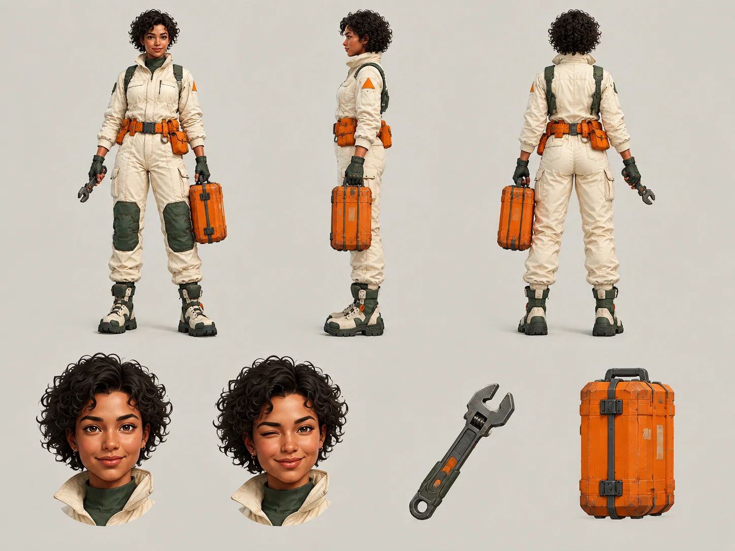 Start From Text Prompts or Reference Images — Generated character sheet