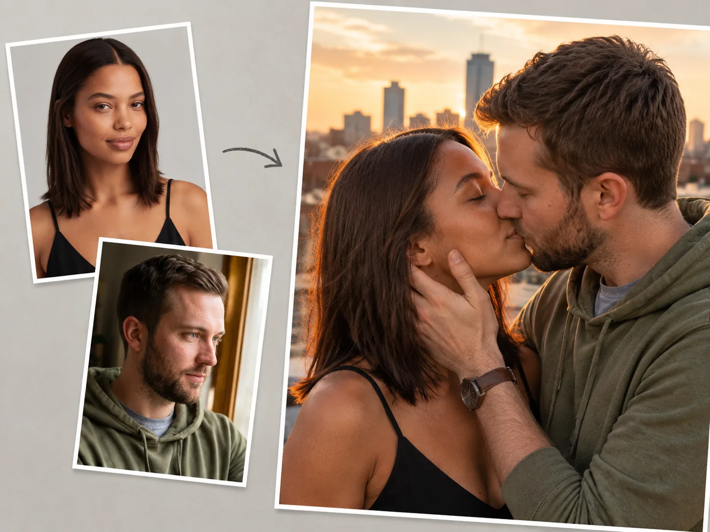 Combine Separate Photos into One Sweet Kiss