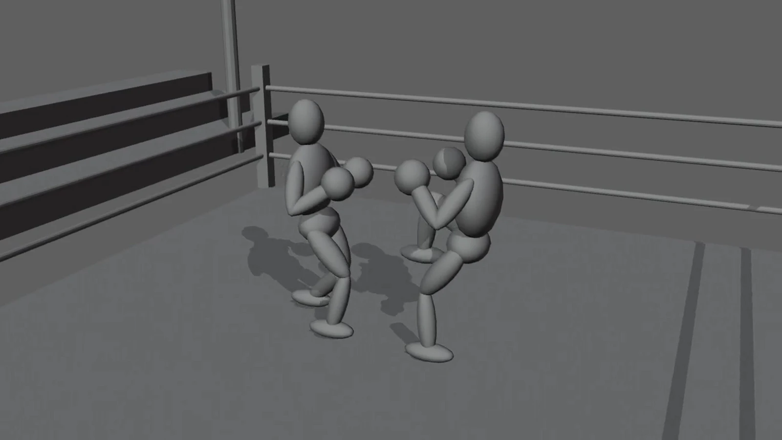 The grey Workbench clay pass rendered from the Blender scene camera
