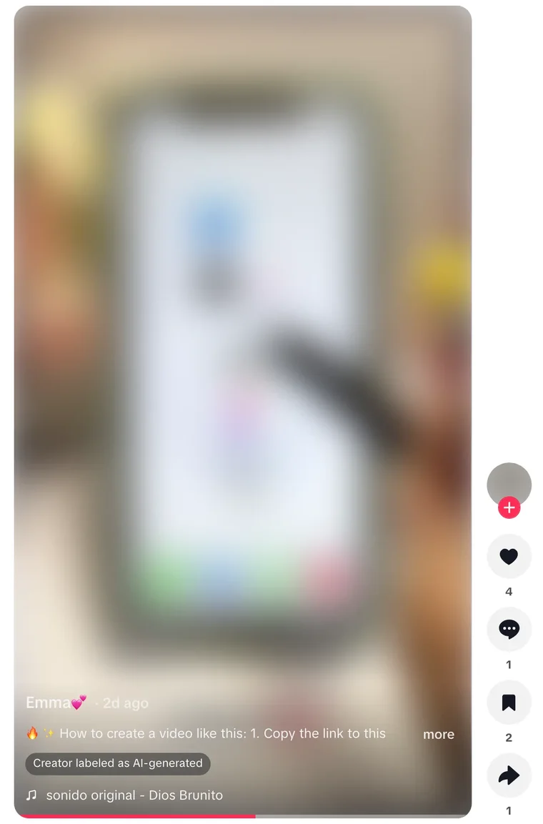A TikTok tutorial for an Uptown Funk AI video with the PixVerse app, captioned 'How to create a video like this', the video blurred