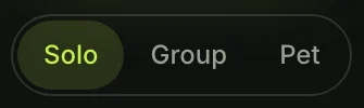 Step 2 on the Elf Dance AI page: the Solo, Group and Pet scene choice, with Solo picked