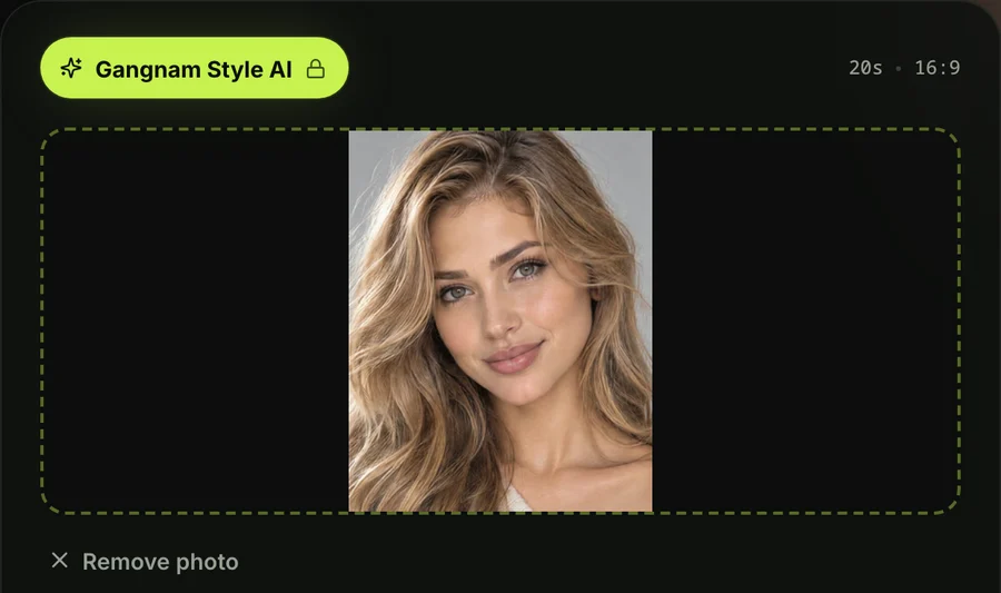 Step 1 on the Gangnam Style AI generator: the first photo added in the box for the friend who holds the phone