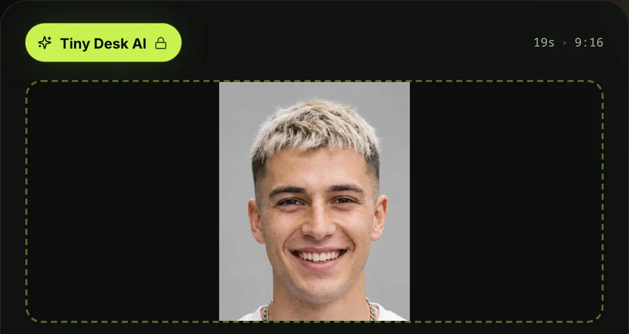 Step 1 on the Tiny Desk AI generator: a photo added in the lead singer (close-up) box