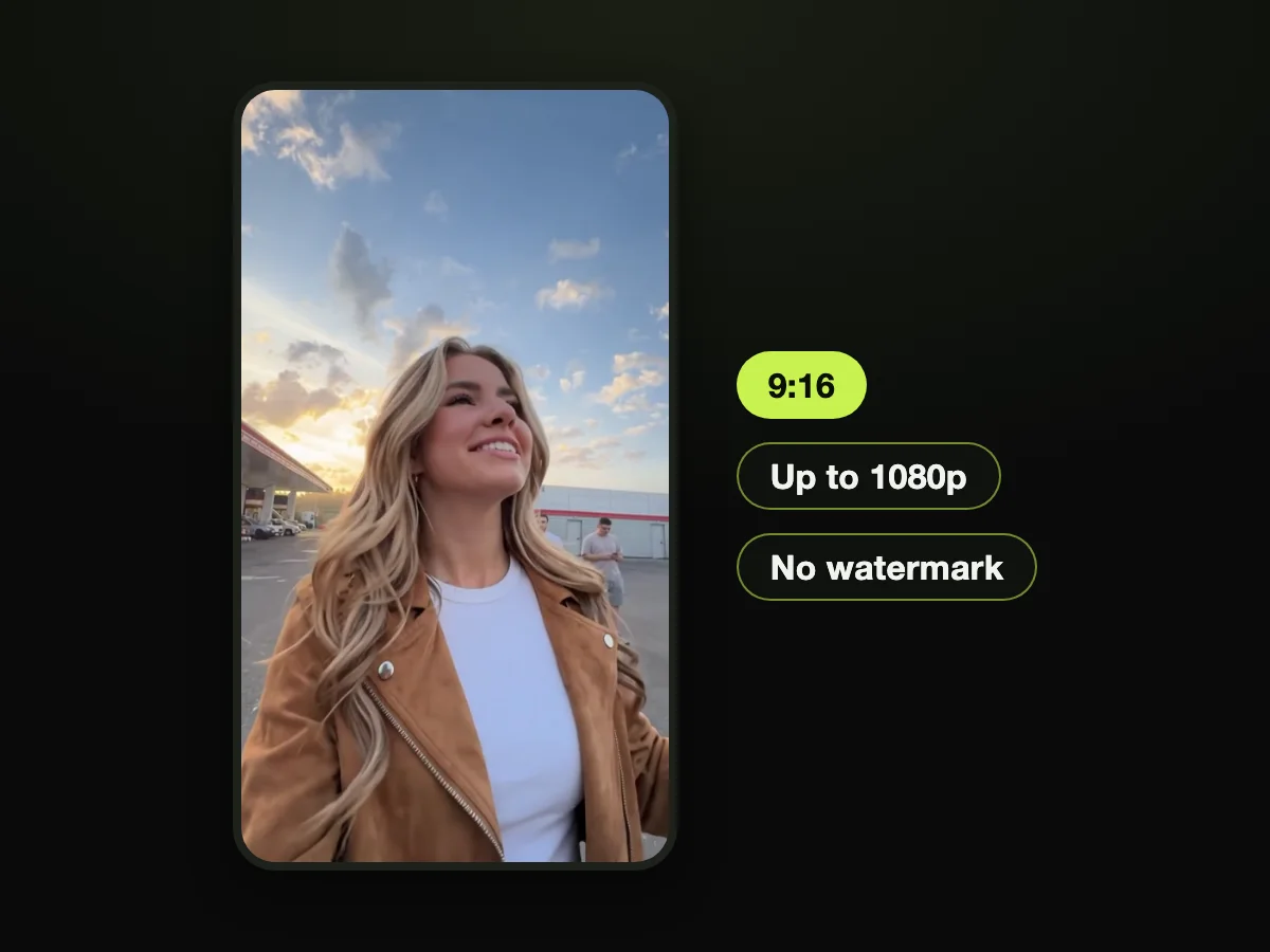 Export Clean 9:16 Video up to 1080p