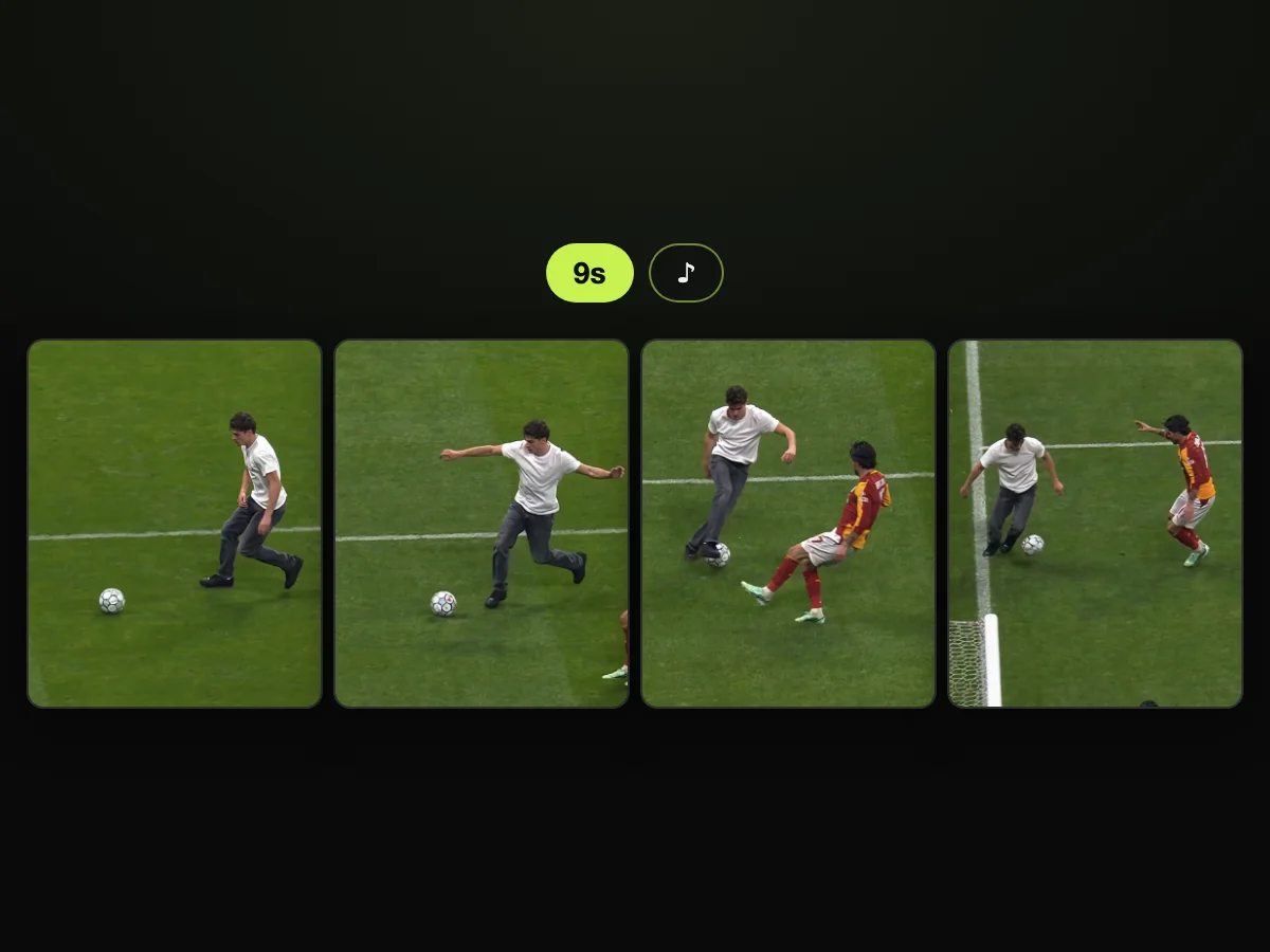 Frames from a Lamine Yamal rabona AI video made on Seadanse