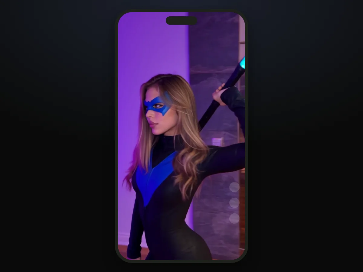 Quadro de um vídeo da trend do Asa Noturna com IA feito no Seadanse, como post vertical 9:16 num celular
