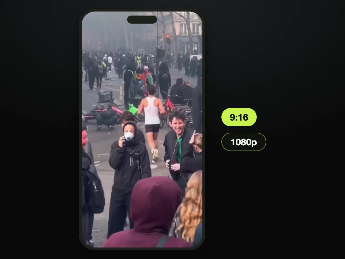 Cuadro de un video de corredora de París IA hecho en Seadanse, como publicación 9:16 en un celular