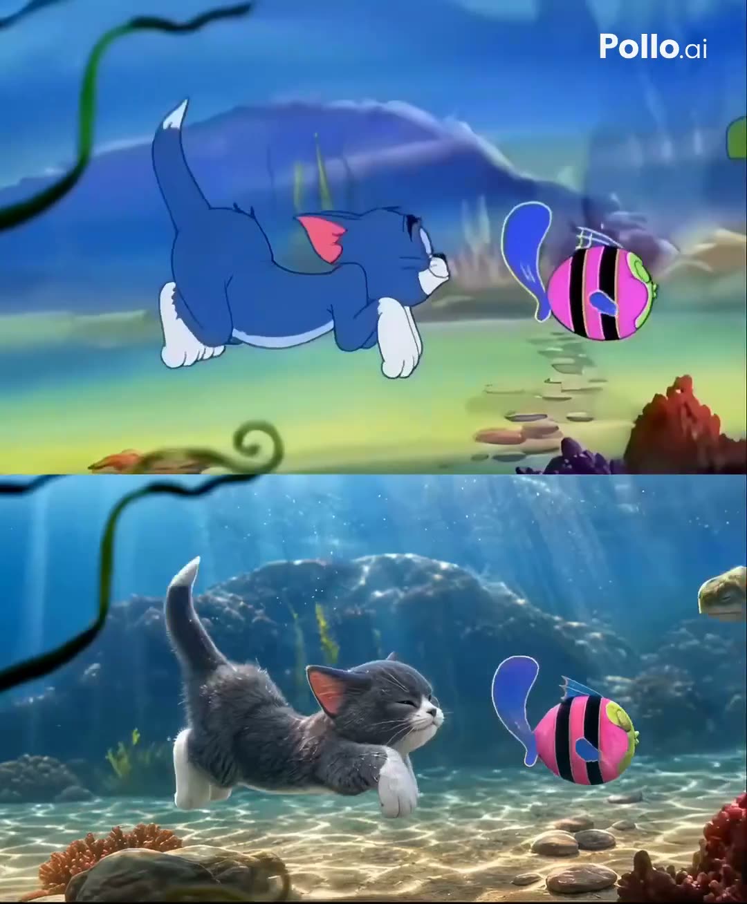 Cartoon restyled to live action, frame for frame